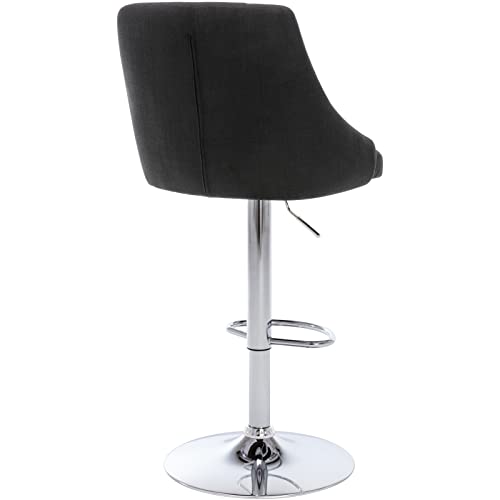 Brage Living Swivel Bar Stool With Back, Adjustable Fabric Tufted Barstool, Upholstered Counter Height Airlift Bar Chair For Kitchen Dining Cafe (Black) #TOP6