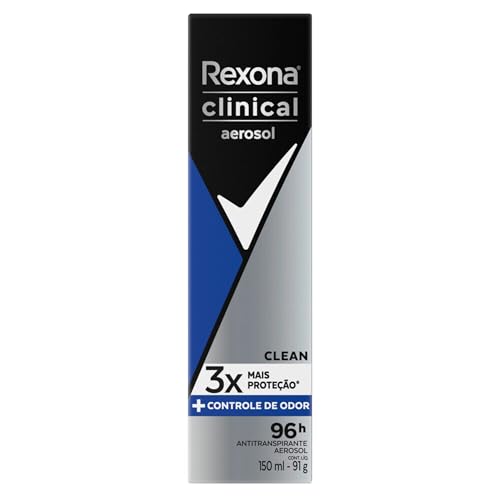 Antitranspirante Aerosol Rexona Men Clinical Clean 150ml (A embalagem pode variar) Antitranspirante Aerosol Rexona Men Clinical Clean 150ml (A embalagem pode variar)