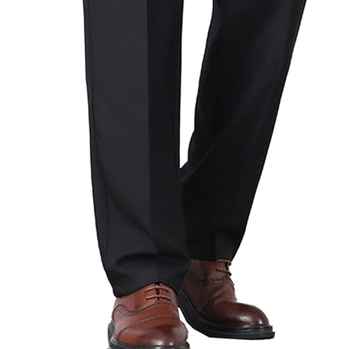 Vintage Tweed Herringbone Pleated Pants Mens Elastic Waist Seniors Pants Mens Classic Fit Flat Front Trousers3