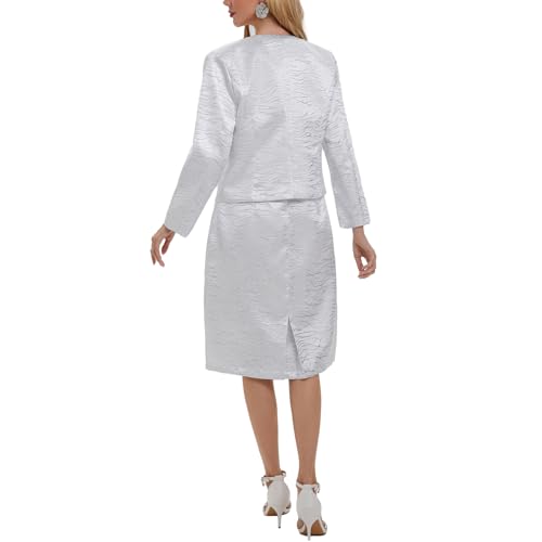 Women's 2 Piece Dress Church Suits Mother Gifts Formal Occasion Party Elegant Jacquard Embroidery Jacket Church Set4