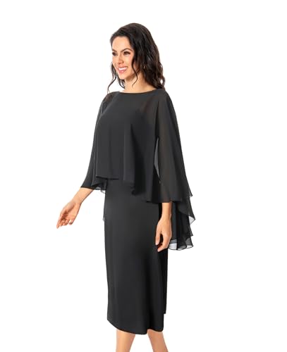 Image of Baoqiya Chiffon Capes Sheer Capelets Long Cape Poncho For Women Plus Size