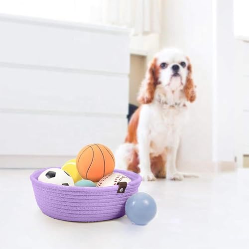 Image of Handmade Jute Cotton Storage Baskets Set of 3 for Dining Table, Fruit Basket & Roti Bowl, Cane Style Organizer for Kitchen, Home Decor, Washable Multipurpose (Purple)