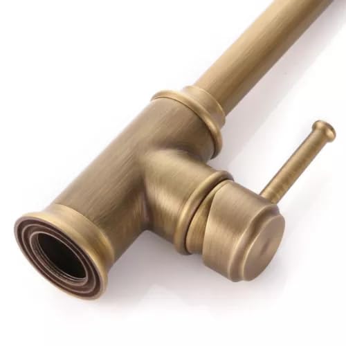 Grifo de lavabo alto retro, monomando de latón con caño de 25 cm de altura, cartucho de cerámica, conexión G3/8", bronce para baño y aseo de invitados
