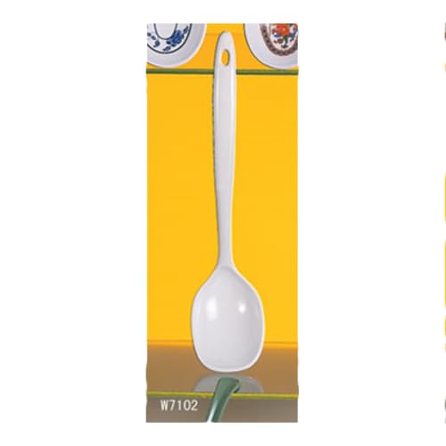 FSE W7102 Serving Spoon, 12"L, Solid, Break-Resistant, Dishwasher Safe, Hanging Hole, Melamine, White, Pack of 12