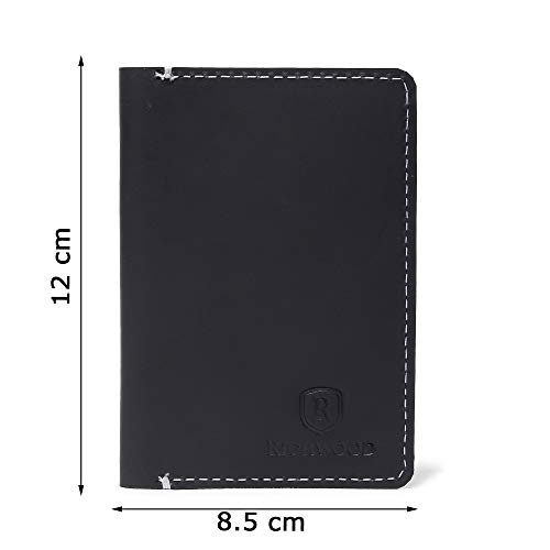 RICHWOOD Vintage Leather Wallet Cum Card Holder with Contrast Stitching & Multi Uses - Slim Minimalist Front or Back Pocket Wallets for Men (Vintage Black)4