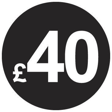 £ Black Price Stickers - 20mm, £40, 200 — image 1