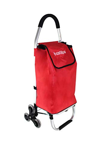 Bastilipo Andrea Rojo-Carro Sube escaleras de Seis Ruedas Plegables máxima, 46 litros de Capacidad
