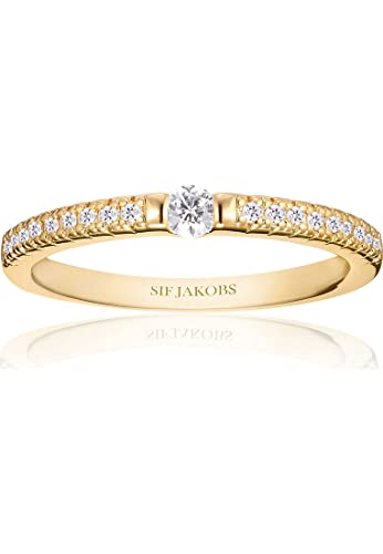 Sif Jakobs Jewellery Damen-Damenring 925er Silber Zirkonia 58 Gold 32019256 Cover
