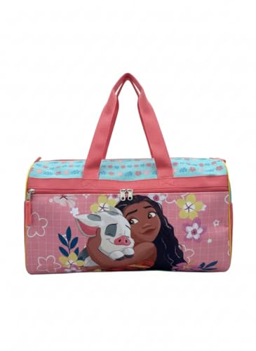 Image of Disney Moana Kids Duffle Bag 16.5 inch - Travel & Sports Bag with Zipper Pocket, Mesh Side Pockets & Shoulder Strap