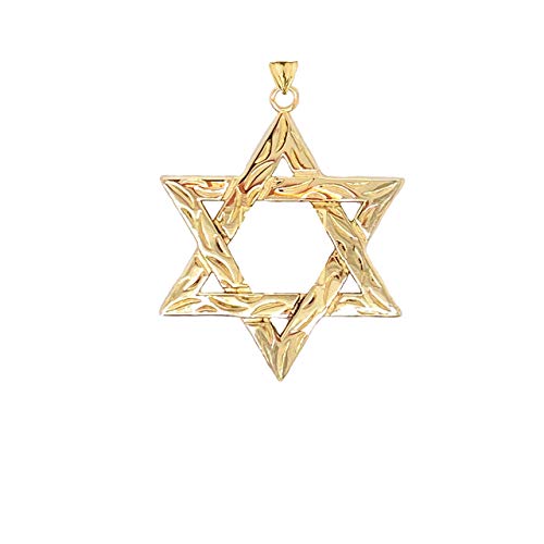 Certified 14k Gold Small Detailed Star of David Pendant