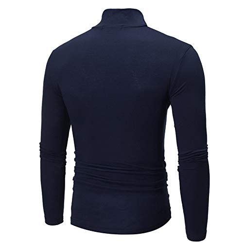 Mens Turtleneck Top Slim Fit Solid Base Thin Sweater Casual Long Sleeve Underwear Tops Male Cozy Blouse T-Shirt3