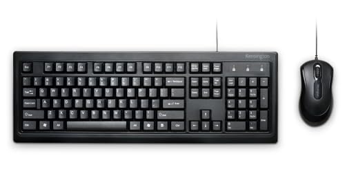Image of Kensington Wired Valu Keyboard Desktop Set, 104-Key, QWERTY Keyboard and Mouse, Black (K72398NA) | 104-key QWERTY keyboard, USB plug-and-play, matching keyboard and mouse combo