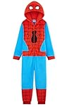 Marvel Onesies for Boys, Spiderman Onesie, Fleece Boys Pyjamas (7-8 Years, Red/Blue)