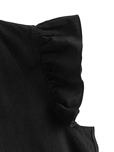 SweatyRocks Women's Cap Butterfly Sleeve V Neck Ruffle Hem Crop Blouse Summer Peplum Top4