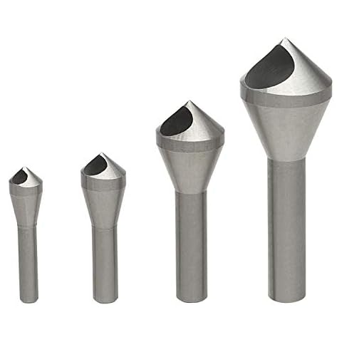 LESOLEIL Countersink Chamfer Deburring Drill Bit Set, 4 Pcs Titanium Coated Countersink Metal Deburring Drill Bits Tool for DIY Wool Metal Plastic Silver Cover