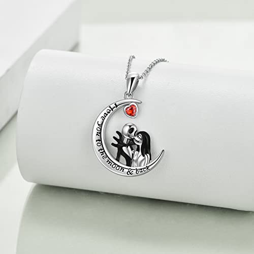 LILALO Nightmare Necklace Sterling Silver Abalone Shell Crystal Jack and Sally Necklace Skull Necklace4