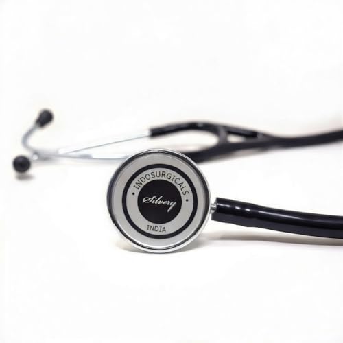 Image of IS IndoSurgicals Silvery III Stethoscope for Doctors & Medical Students, Lightweight Dual Head Acoustic Stethoscope for Adult & Pediatric (Black)