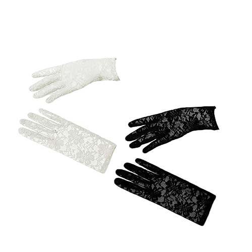 minkissy 1 Juego Guantes De Encaje Guantes De Novia Guantes De Vestir Accesorios De Vestuario Guantes Cortos De Encaje Disfraz De Guantes Nupcial Guantes De Boda 2 Pares