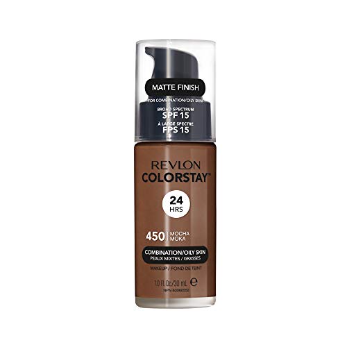 Revlon ColorStay Liquid Foundation Makeup for Combination/Oily Skin SPF 15, Longwear Medium-Full Coverage with Matte Finish, Mocha (450), 1.0 oz