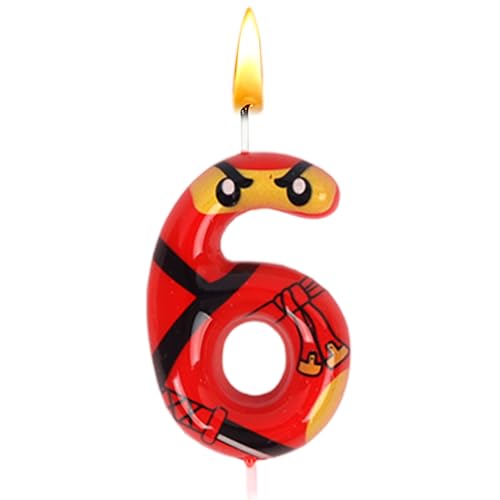 Bougie Anniversaire Ninja, Bougies 6 Ans Garcon Ninja, Bougie Ninja Numéro 6, Décoration de Gâteau, Decoration Anniversaire Enfant, Happy Birthday, pour...