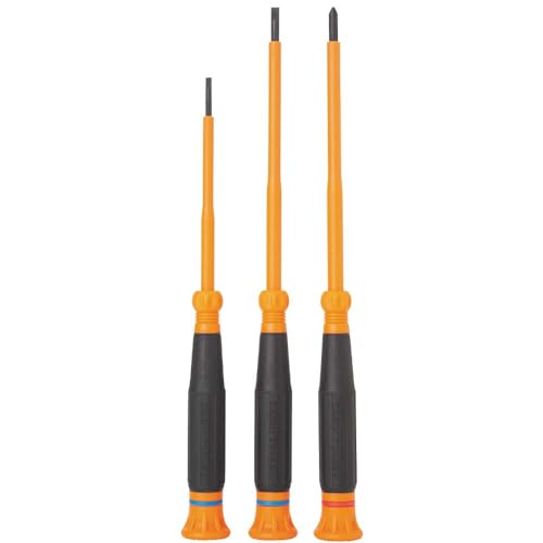 Klein Tools 85613INS Mini Precision Screwdriver Set, 1000V Rated Insulated Screwdrivers, #1 Phillips, 3/32, 1/8-Inch Slotted Tips, 3-Piece