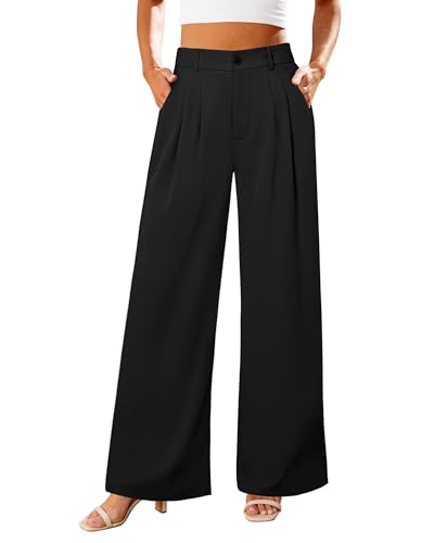 GRAPENT Wide Leg Pants for Women High Waisted Wide Leg Pants for Women Trendy Business Casual Womens Dress Slacks Office High Waisted Trousers Black Palazzo Color Black Size Small Size 4 6