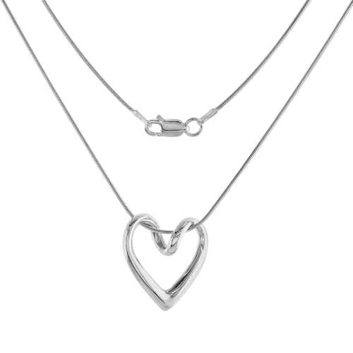 Sterling Silver Floating Heart Necklace Flawless Quality, 3/4 x 3/4 inch wide3