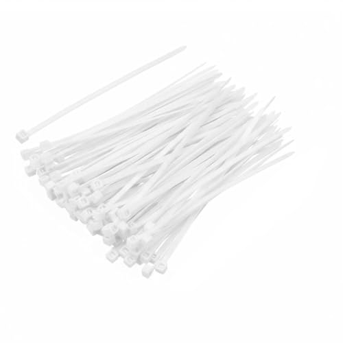 Amyu 100 Pack Cable Ties White 4 Zip Ties 18lbs Tie Straps Self Locking Tie Wraps UV-Ristant 100mm x 2.5mm Small Nylon Plastics Ties for Garden Home Office Workshop Indoor and Outdoor