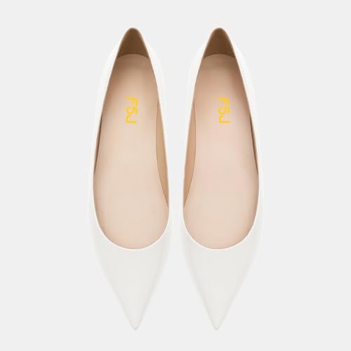 FSJ Women Formal Work Flats Closed Pointed Toe Shiny Leather Comfortable Slip-On Heelless Soft Casual Flats Elegant Walking Dress Shoes Size 4-16 US3