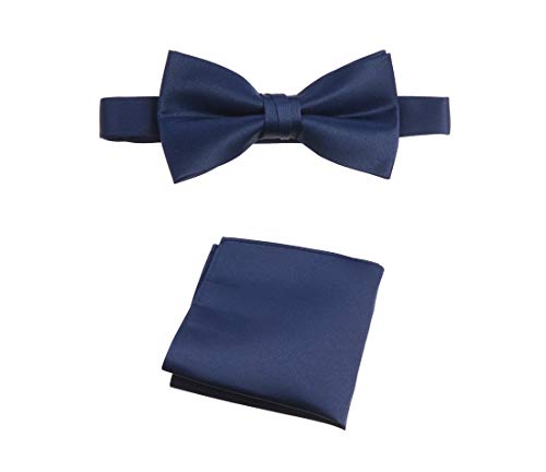 Tuxgear Mens Pre-Tied Bow Tie and Pocket Square Set – Formal Satin Accessory