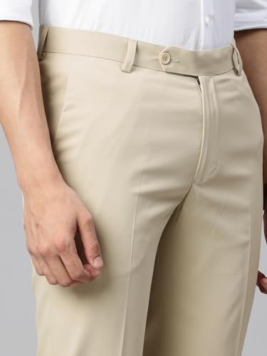 Image of Majestic Man Men's Slim Fit Solid Formal Trousers | Button and Zip | Side, Back Pockets | Italian Design | Office Wear /Executive Wear /Corporate Events /Business Meetings /Suit Pants
