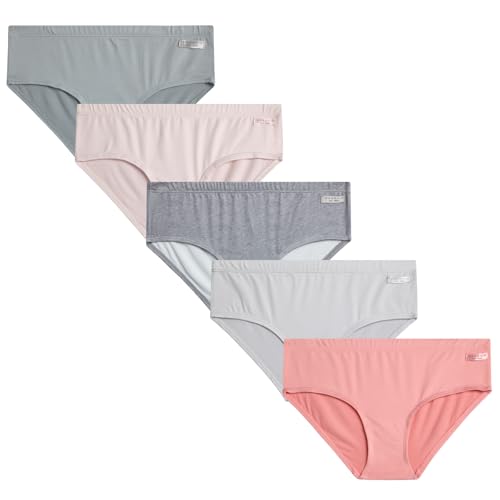 Danskin Girls Underwear Hipster Briefs - 5 Pack Comfort Stretch Breathable Cotton Underwear Hipster Panties for Girls (4-12)