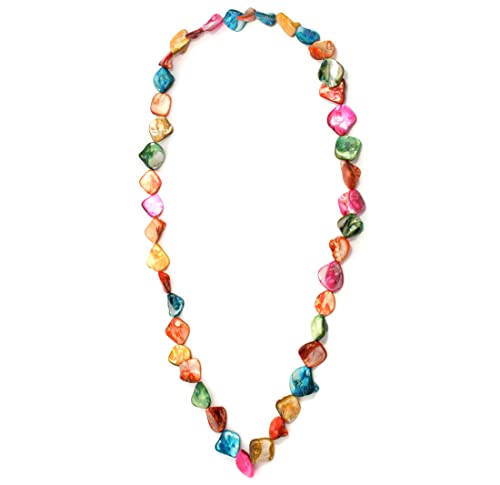 2LIVEfor Perlmutt Kette Perlen Pink Rosa Rose Grün Blau-Grau Bunt Schmuck Echt echte Perlenkette Muschel Steine Halskette Perlen Damen Pinke Perlenkette Perlmutt Schmuck Kette Naturstein (Bunt) Cover