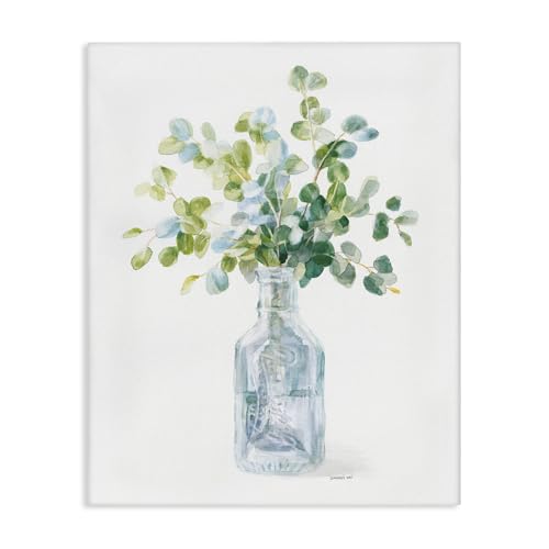 Stupell Industries Flower Jar Still Life Green Blue Painting, 16 x 20, Multi-Color