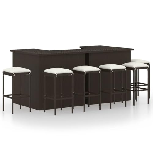 vidaXL Gartenbar Set 8-TLG. mit Kissen Theke Bar Tresen Gartentheke...