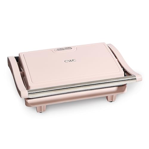 COOK WITH COLOR Panini Maker: 2-Slice Press Grill, 760W Power, Non-Stick Plates, Cool Touch Handle,...