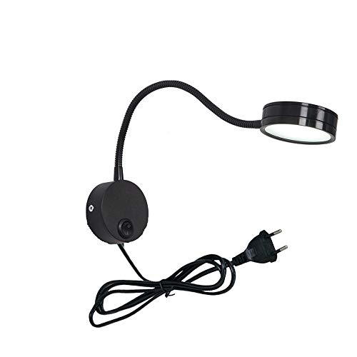 LED avec interrupteur Applique murale Applique de projecteur Spot de lecture UK, EU, USA Plug Plug en col de cygne Tuyau flexible en aluminium Corps Angle Lampe Réglable,Black,USA