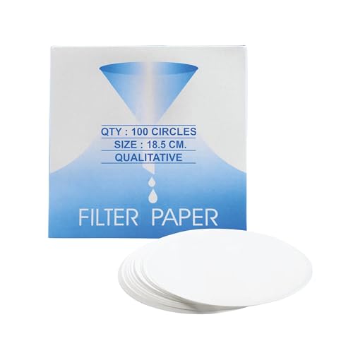 Image of EISCO Pack of 100 Premium Qualitative Filter Paper - 18.5cm, 8-10 Micron, High-Purity Lab Paper for Chemistry, Liquid Filtration, Science Experiments, Research, Classroom & STEM Activities