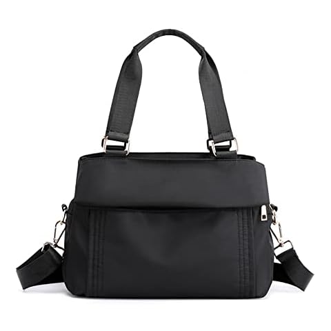 Oichy Women Handbag Waterproof Nylon Top-Handle Crossbody Bag Multi Pockets Shoulder Bag (Black1) Cover