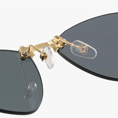 XSJGHLM-Rimless Cat Eye Sunglasses Women Vintage Ocean Lenses Shades Trendy Stylish Luxury Gradient Sun Glasses4