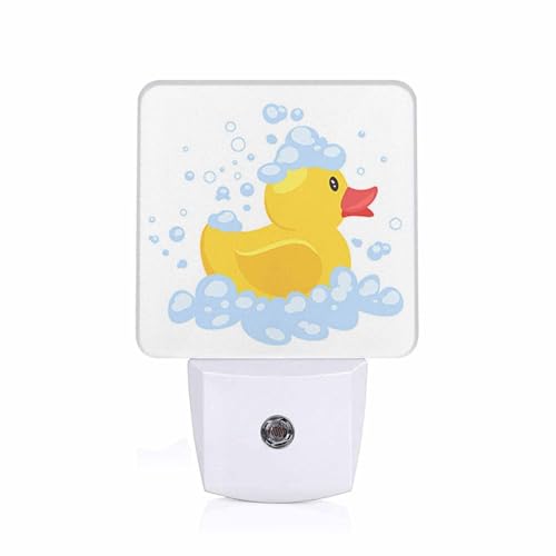 Image of LED Night Light,Cartoon Yellow Rubber Duck LED Night Light Plug into Wall with Dusk to Dawn Light Sensor White Energy Efficient Nightlight for Bedroom Bathroom Hallway Living Room Kitchen