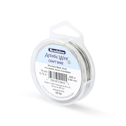 Beadalon AWS-22-SS-15YD 22 Gauge Artistic Wire, Stainless Steel, 15-Yard