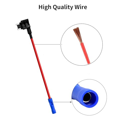 MuHize Low Profile Mini Fuse Tap - Upgraded Locking Clip Adapter with 5A Fuse for RV SUV Truck 2000-2025 Models | Anti-Vibration Design