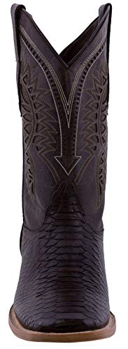 Texas Legacy Mens Brown Western Leather Cowboy Boots Snake Print Square Toe2