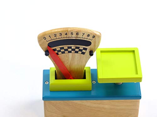 Unbekannt Türkis/Petrolfarbene Kaufladen-Waage aus Holz mit beweglichem Gewichts-Zeiger + Skala von 0-9… – Bild 6