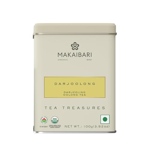 Image of Makaibari Tea Treasures Darjoolong - Organic Darjeeling Oolong Tea | 100g Tin Caddy | Loose Leaf | Single Estate Himalayan Tea | Floral & Fruity Notes | Smooth, Balanced Brew