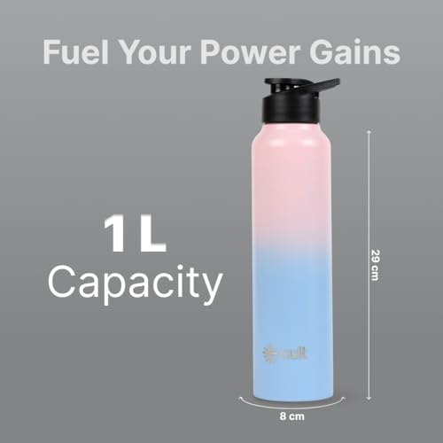 Image of CULT Stainless Steel Water Bottle 1 Litre with Sports Cap - Durable, Leakproof, Rust-Resistant, Easy to Clean, Lightweight & Portable - Ideal for Gym, Office, Travel & Outdoor Pink