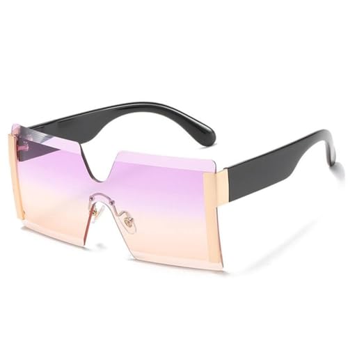 Lunettes de soleil carrées une pièce sans monture pour femme et homme