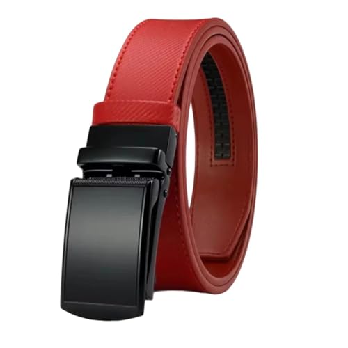 Men's Belt Leather Belt Of Metal Automatic Buckle Designer Waist Belt 3.5Cm Red 115CM - Main Image