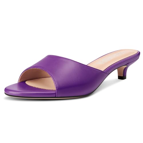 Image of TNYNFBEB Womens Low Kitten Heel Open Toe Sandals Mules Shoes Slingback Prom Party Dress Summer 1.4 Inches Heels